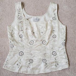 Fitted Beaded Tank - Satin